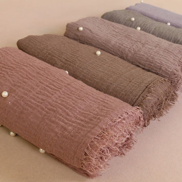 Plain or Pearl Crinkled Cotton Maxi Head Scarf