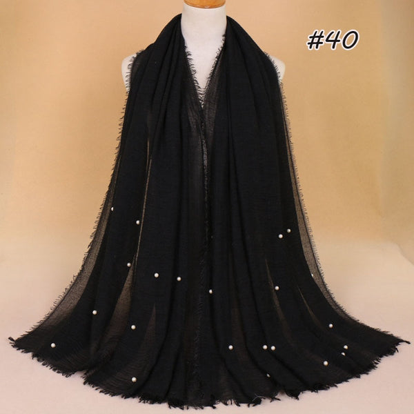 Plain or Pearl Crinkled Cotton Maxi Head Scarf