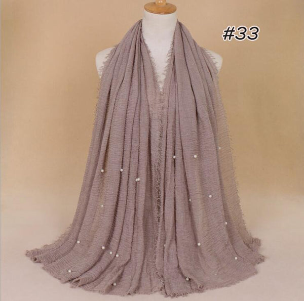 Plain or Pearl Crinkled Cotton Maxi Head Scarf