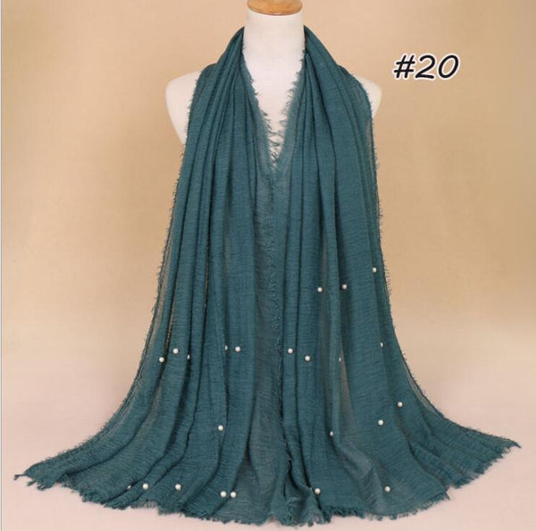 Plain or Pearl Crinkled Cotton Maxi Head Scarf