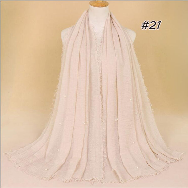 Plain or Pearl Crinkled Cotton Maxi Head Scarf