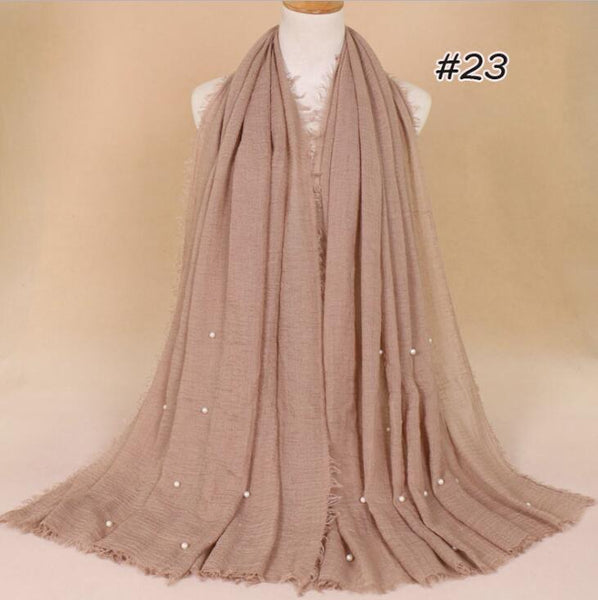 Plain or Pearl Crinkled Cotton Maxi Head Scarf