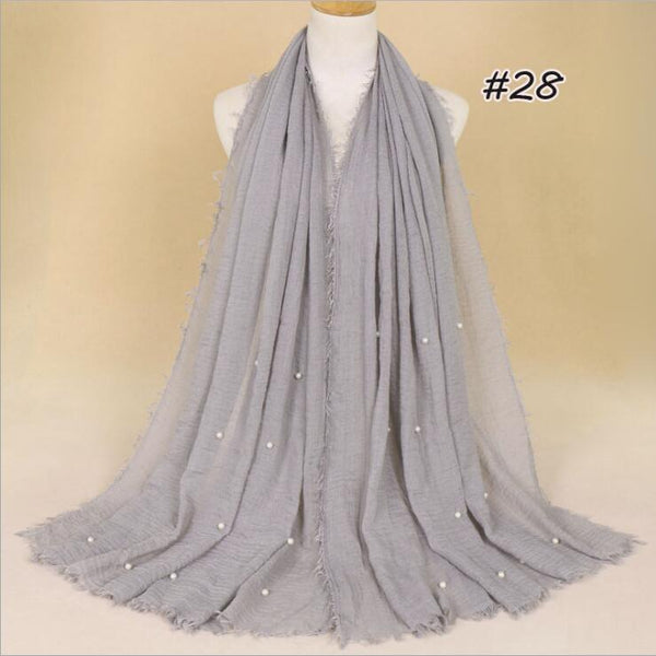 Plain or Pearl Crinkled Cotton Maxi Head Scarf