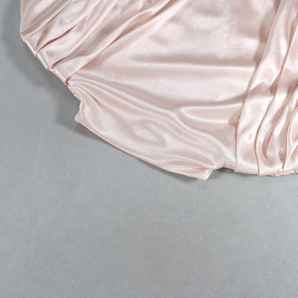 Pink Elegant Satin Blouse Long Sleeve Bodysuits #PinkTakeOver2023