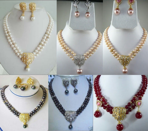 pearl necklace with  earring sets